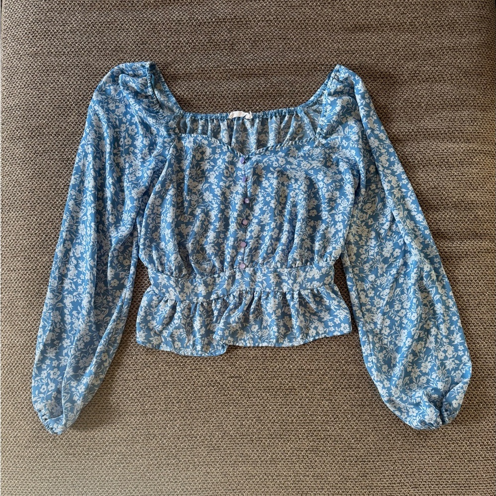 Lush Floral Blue Women's Top